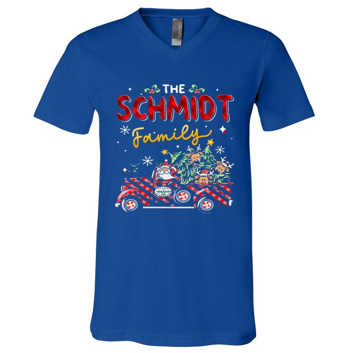 The Schmidt Family Christmas Matching Pajamas V-Neck T-Shirt