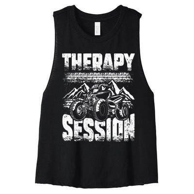 Therapy Session Funny ATV FourWheeler Quad Bike Rider Women's Racerback Cropped Tank