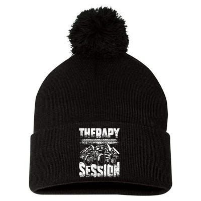 Therapy Session Funny ATV FourWheeler Quad Bike Rider Pom Pom 12in Knit Beanie