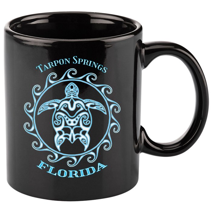 Tarpon Springs Florida Tribal Sea Turtle Summer 11oz C Handle Ceramic Mug