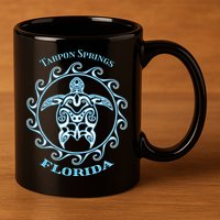 Tarpon Springs Florida Tribal Sea Turtle Summer 11oz C Handle Ceramic Mug