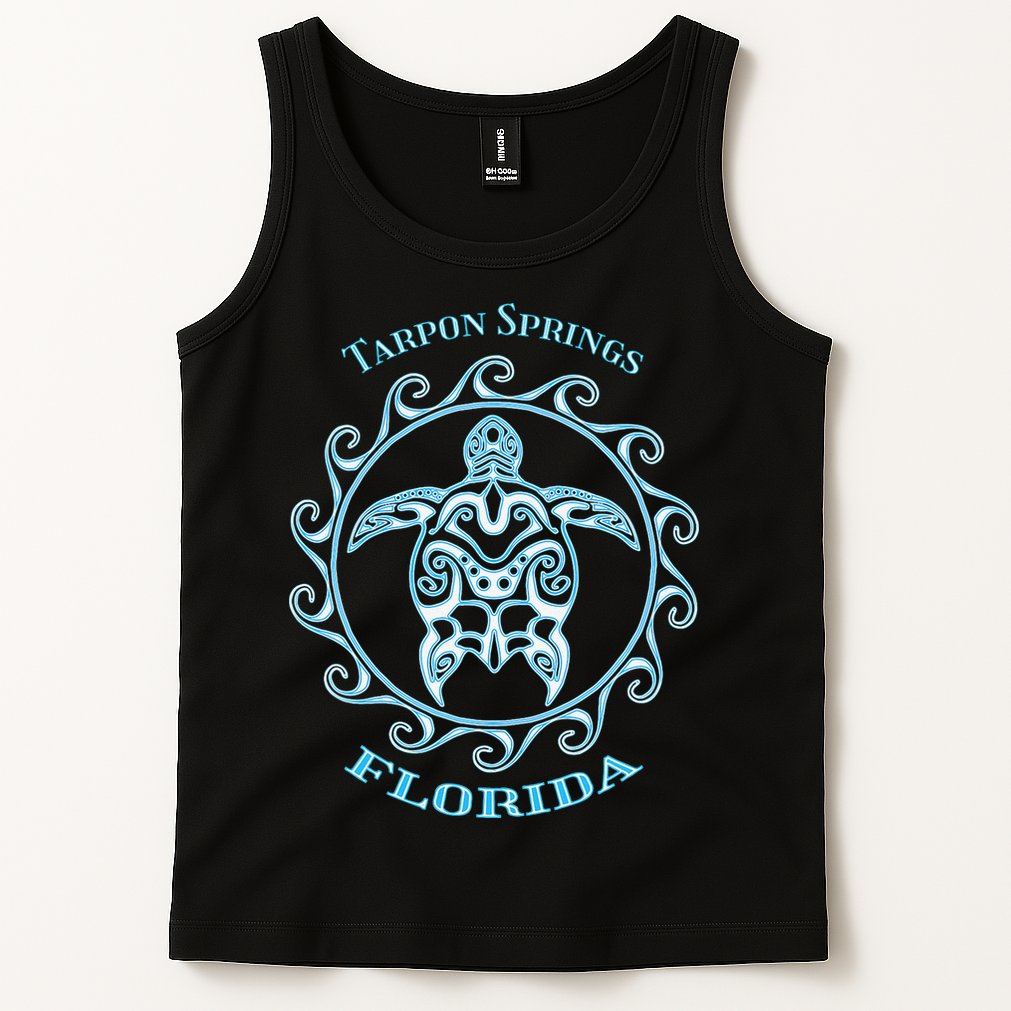 Tarpon Springs Florida Tribal Sea Turtle Summer Tank Top