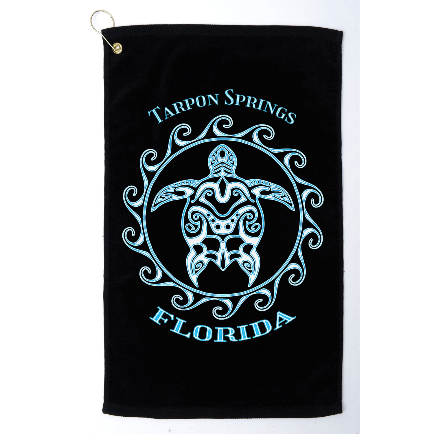 Tarpon Springs Florida Tribal Sea Turtle Summer Golf Towel