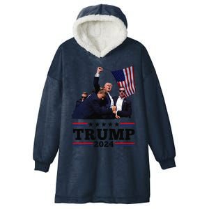 Trump Short Fist Pumped 2024 Pray For Trump Hooded Wearable Blanket