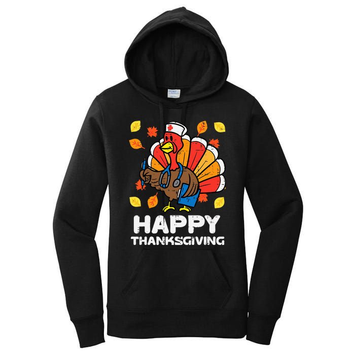 Thanksgiving Scrub for Nurses Turkey ICU ER RN Women's Pullover Hoodie