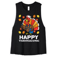 Thanksgiving Scrub for Nurses Turkey ICU ER RN Women's Racerback Cropped Tank