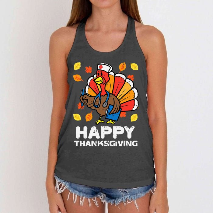 Thanksgiving Scrub for Nurses Turkey ICU ER RN Women's Knotted Racerback Tank