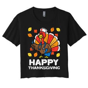 Thanksgiving Scrub for Nurses Turkey ICU ER RN Women's Crop Top Tee