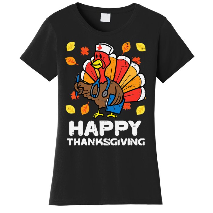 Thanksgiving Scrub for Nurses Turkey ICU ER RN Women's T-Shirt