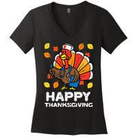 Thanksgiving Scrub for Nurses Turkey ICU ER RN Women's V-Neck T-Shirt