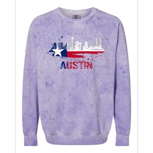 Texas State Flag Austin Skyline Austin Texas Skyline Colorblast Crewneck Sweatshirt