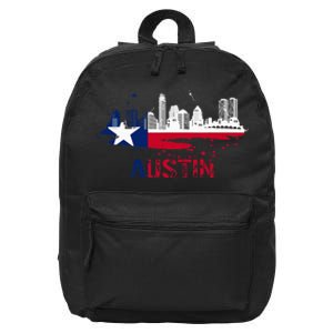 Texas State Flag Austin Skyline Austin Texas Skyline 16 in Basic Backpack