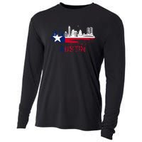 Texas State Flag Austin Skyline Austin Texas Skyline Cooling Performance Long Sleeve Crew