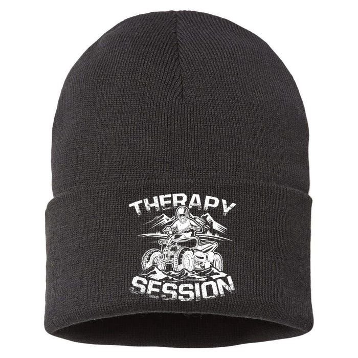 Therapy Session Funny ATV FourWheeler Quad Bike Rider Sustainable Knit Beanie