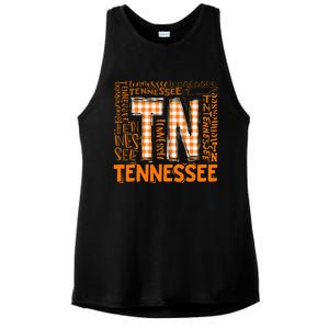 Tennessee State Flag Orange Plaid Tn Ladies PosiCharge Tri-Blend Wicking Tank