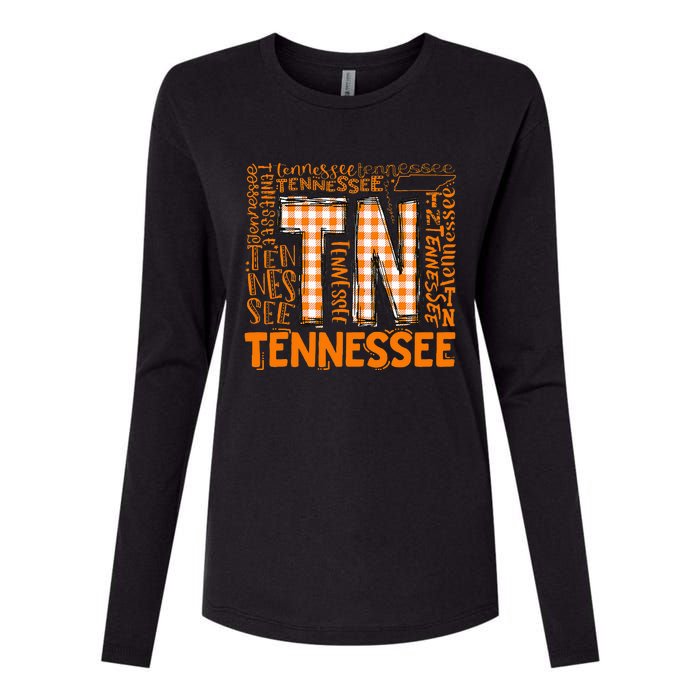 Tennessee State Flag Orange Plaid Tn Womens Cotton Relaxed Long Sleeve T-Shirt