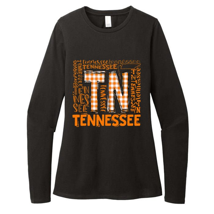 Tennessee State Flag Orange Plaid Tn Womens CVC Long Sleeve Shirt