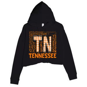 Tennessee State Flag Orange Plaid Tn Crop Fleece Hoodie