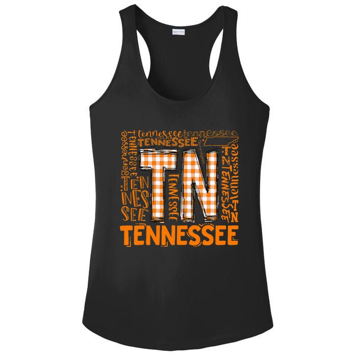 Tennessee State Flag Orange Plaid Tn Ladies PosiCharge Competitor Racerback Tank