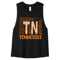 Tennessee State Flag Orange Plaid Tn Women's Racerback Cropped Tank