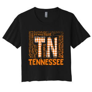 Tennessee State Flag Orange Plaid Tn Women's Crop Top Tee