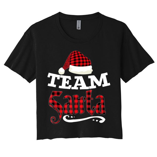 Team Santa Family Group Matching Christmas Pajama Party Women's Crop Top Tee