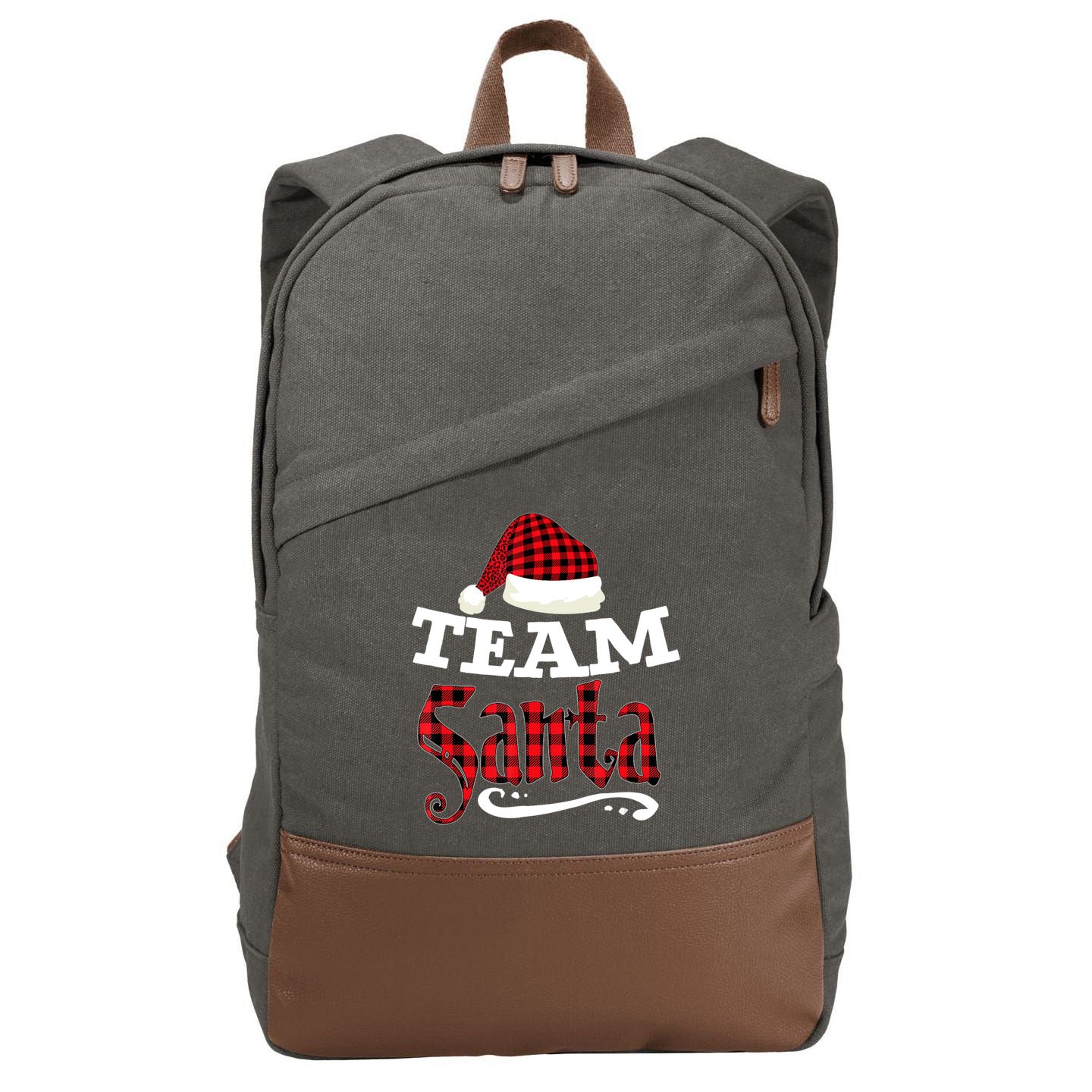 Team Santa Family Group Matching Christmas Pajama Party Cotton Canvas Backpack