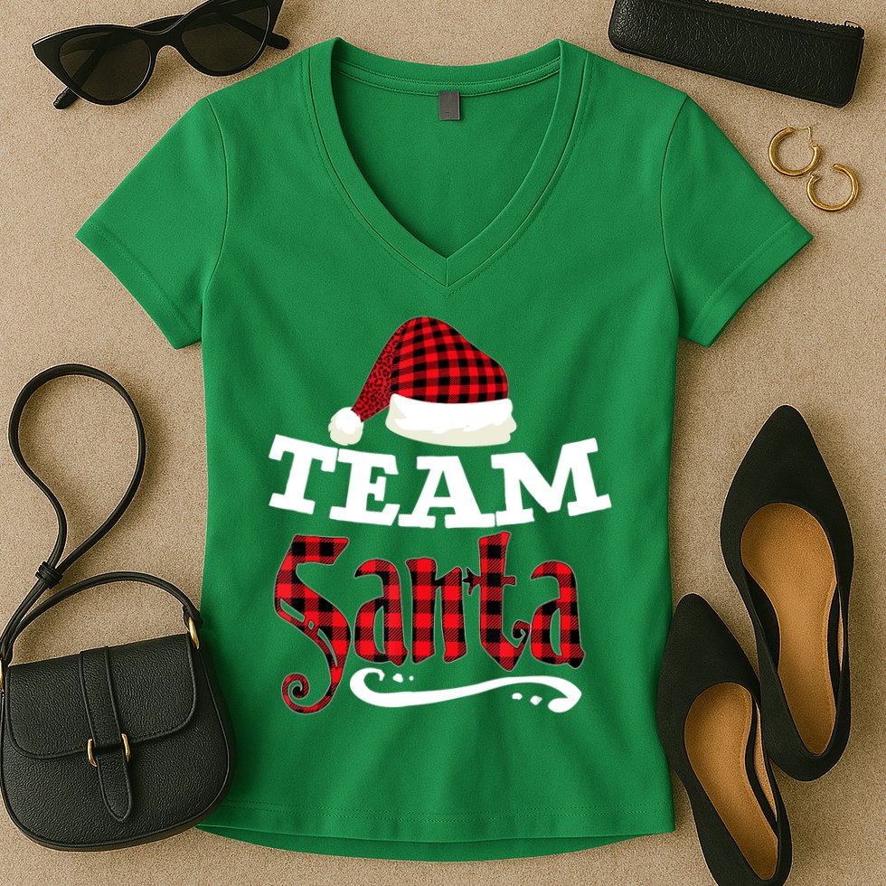 Team Santa Family Group Matching Christmas Pajama Party Women's V-Neck T-Shirt