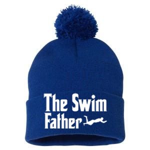 The Swim Father Swimming Dad Swimmer Fathers Day Cute Gift Pom Pom 12in Knit Beanie