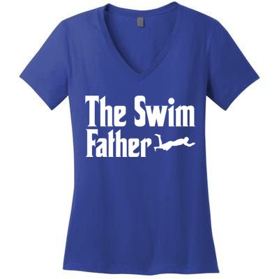 The Swim Father Swimming Dad Swimmer Fathers Day Cute Gift Women's V-Neck T-Shirt