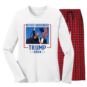 Trump Speech Fist In The Air Pennsylvania Trump 2024 Women's Long Sleeve Flannel Pajama Set 