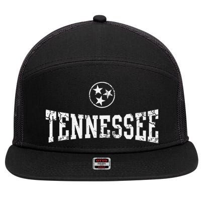 Tennessee State Flag Home Tennessean Distressed Orange 7 Panel Mesh Trucker Snapback Hat