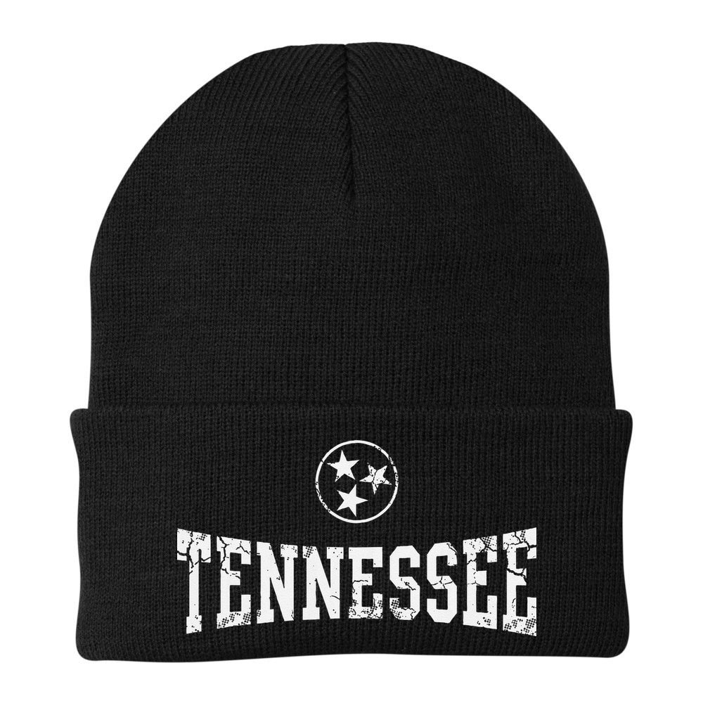 Tennessee State Flag Home Tennessean Distressed Orange Beanie