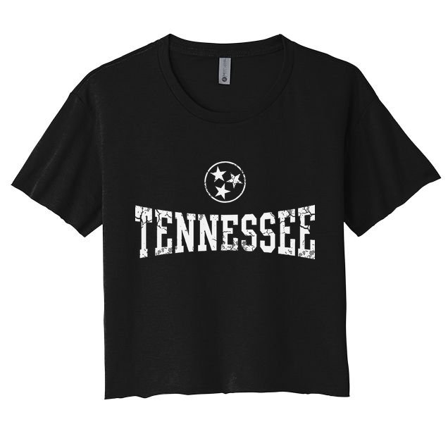 Tennessee State Flag Home Tennessean Distressed Orange Crop Top