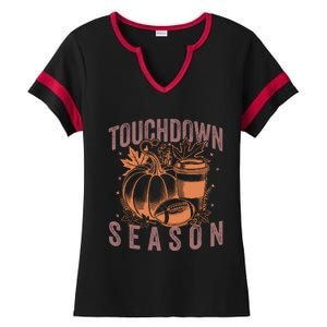 Touchdown Season Football Fall Graphic Ladies Halftime Notch Neck Tee