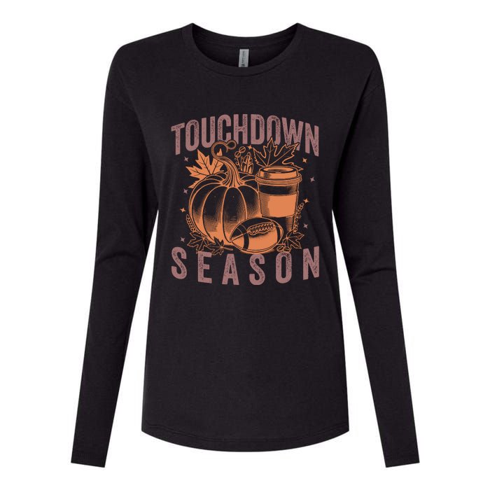 Touchdown Season Football Fall Graphic Womens Cotton Relaxed Long Sleeve T-Shirt