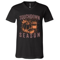 Touchdown Season Football Fall Graphic V-Neck T-Shirt