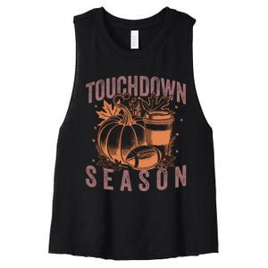 Touchdown Season Football Fall Graphic Women's Racerback Cropped Tank