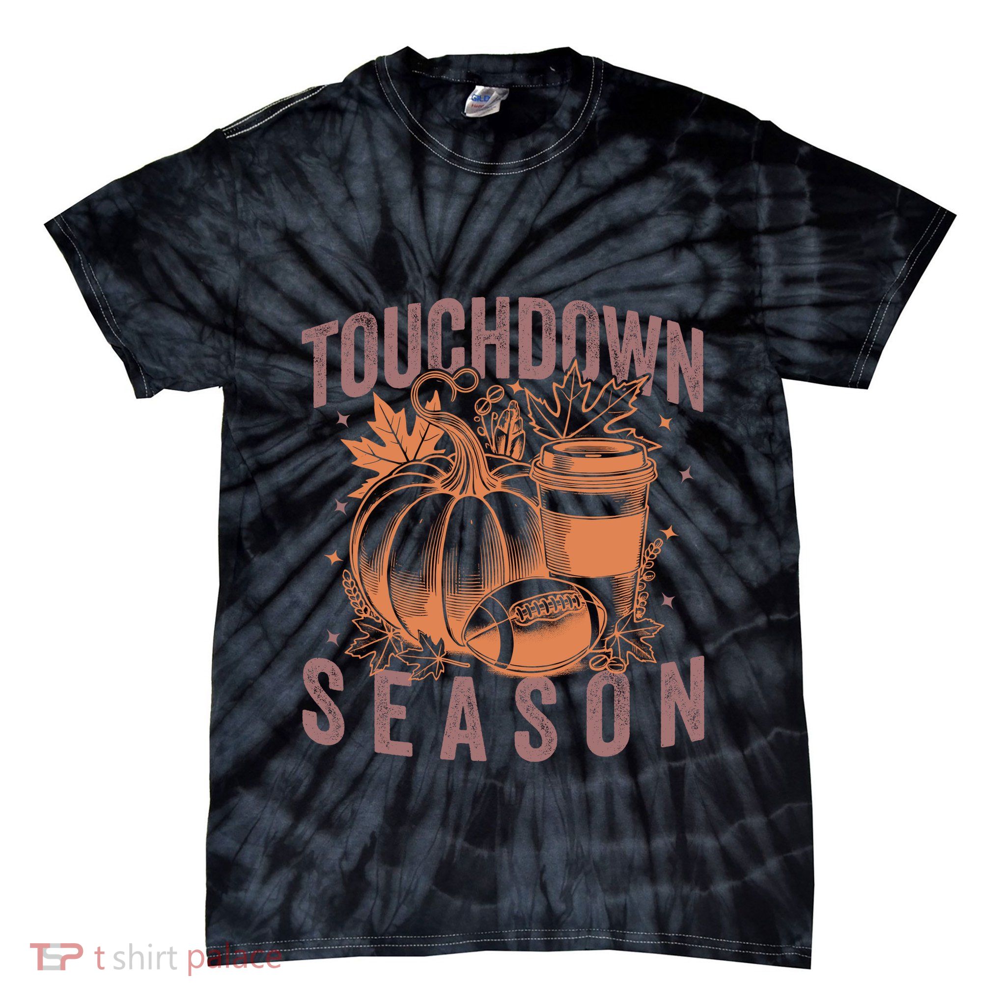 Touchdown Season Football Fall Graphic Tie-Dye T-Shirt