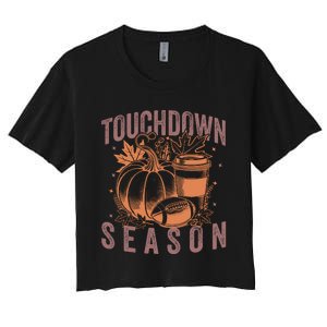 Touchdown Season Football Fall Graphic Women's Crop Top Tee