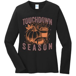 Touchdown Season Football Fall Graphic Ladies Long Sleeve Shirt