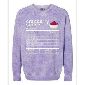 Thanksgiving Sauce Food Cranberry Nutrition Fact Colorblast Crewneck Sweatshirt