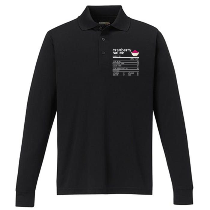 Thanksgiving Sauce Food Cranberry Nutrition Fact Performance Long Sleeve Polo