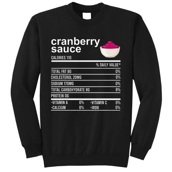 Thanksgiving Sauce Food Cranberry Nutrition Fact Sweatshirt