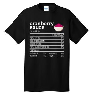 Thanksgiving Sauce Food Cranberry Nutrition Fact Tall T-Shirt