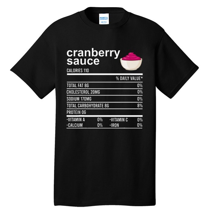 Thanksgiving Sauce Food Cranberry Nutrition Fact Tall T-Shirt