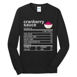 Thanksgiving Sauce Food Cranberry Nutrition Fact Tall Long Sleeve T-Shirt