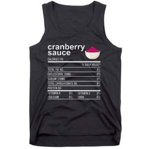 Thanksgiving Sauce Food Cranberry Nutrition Fact Tank Top