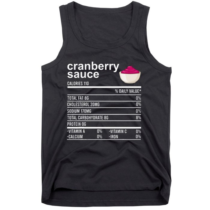 Thanksgiving Sauce Food Cranberry Nutrition Fact Tank Top