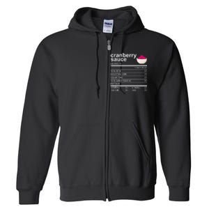 Thanksgiving Sauce Food Cranberry Nutrition Fact Full Zip Hoodie